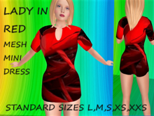 Ladies Mesh Mini Dress-Lady in Red-5 sizes
