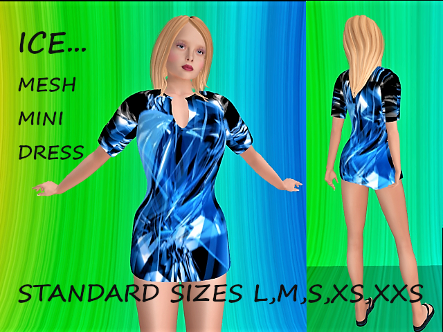 Ladies Mesh Mini Dress-Ice-5 sizes