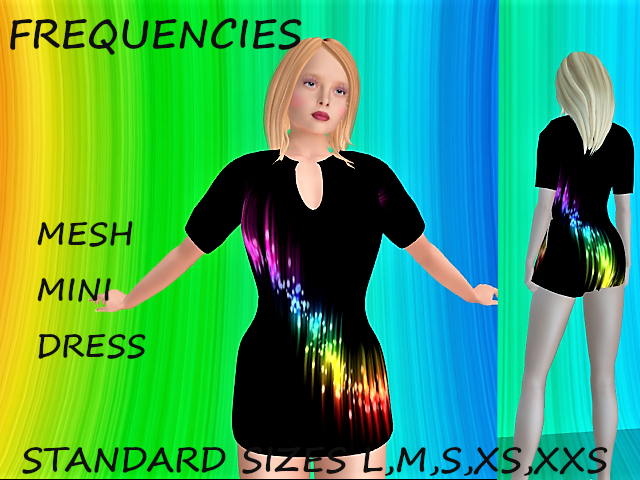 Ladies Mesh Mini Dress-Frequencies-5 sizes
