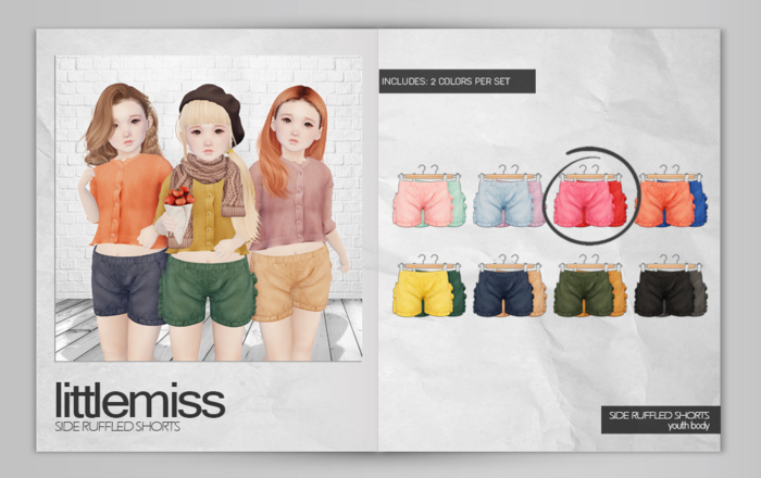 {Little Miss} Side Ruffled Shorts / Youth / Fuschia Red