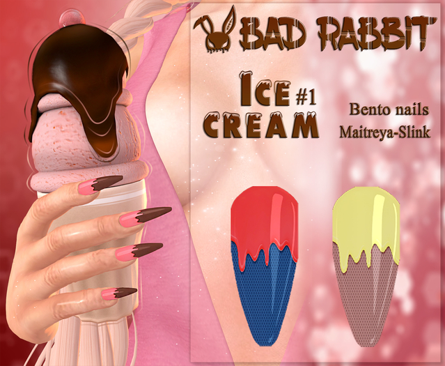 .:Bad Rabbit:. Ice cream #1 Bento Nails (Maitreya, Slink)