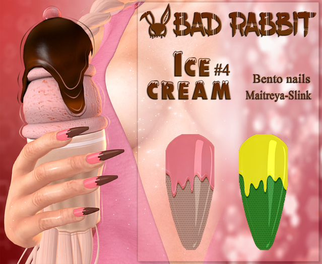 .:Bad Rabbit:. Ice cream #4 Bento Nails (Maitreya, Slink)