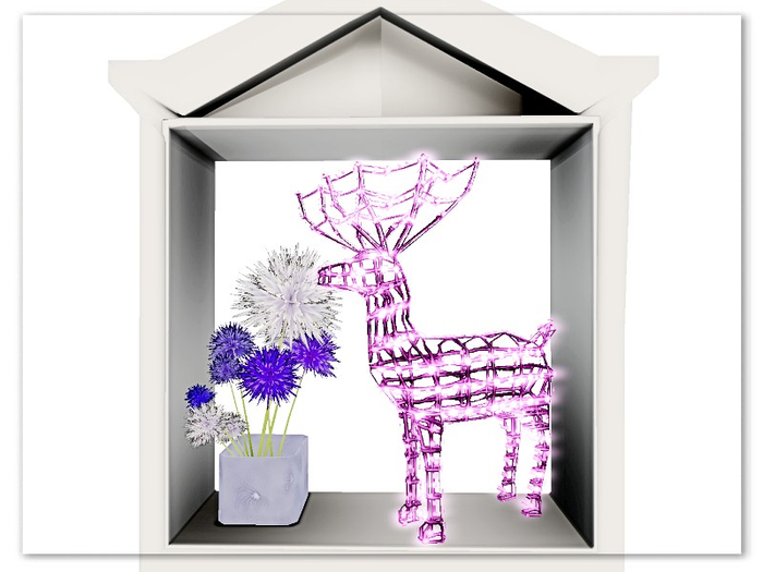 [AE] Home Decor - Modern Box Frame - Reindeer & Flowers