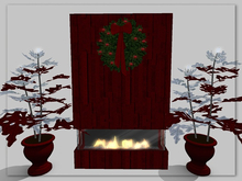 [AE] Home Decor - Modern Fireplace with Wreath and Planter