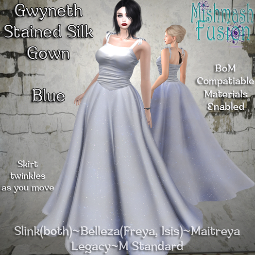 ~*MF*~ Gwyneth Gown - Stained Satin Blue (Add or Rez)