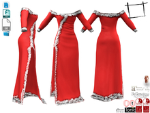 Dae Obj FBX For Off Shoulder Long Red Dress Gown Slink, Maitreya, Belleza,Tonic, Legacy, Voluptuous
