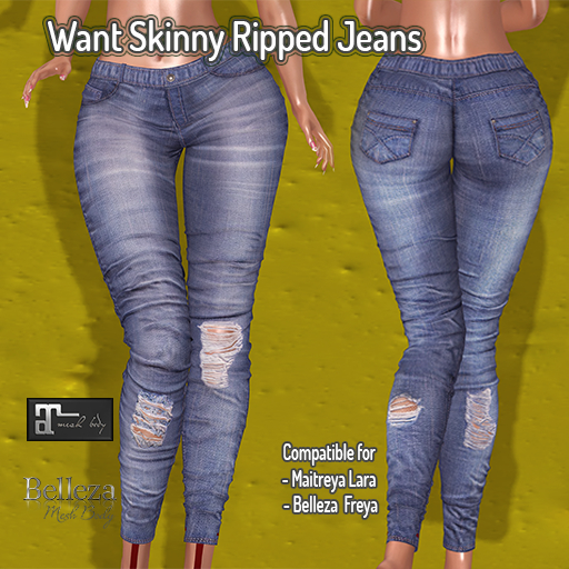 WANT-Skinny Ripped Jeans Light Blue [ADD ME]