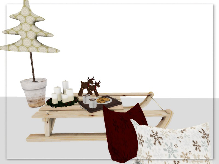 [AE] Home Decor - Winter Holiday Sleigh Coffee Table & Decor