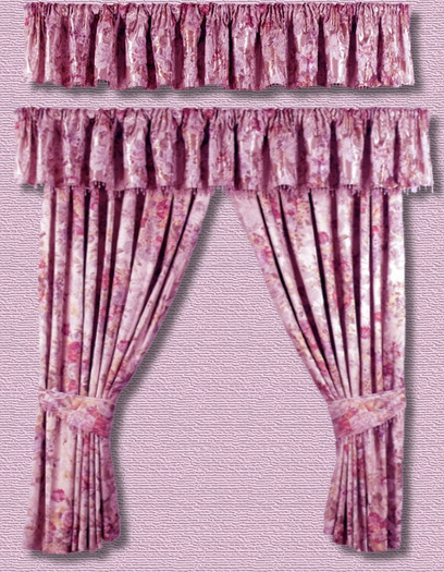 ART VINTAGE FLOWERED CURTAINS + VALANCE FANTASMAGORIA BY FLAME