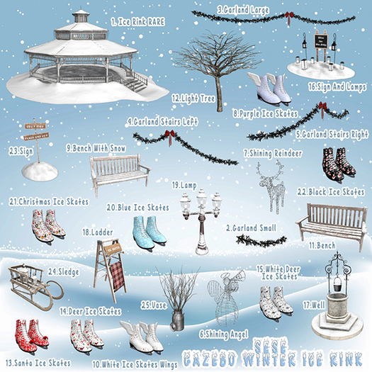 20.Sese - Gazebo Winter Ice Rink - Blue Ice Skates