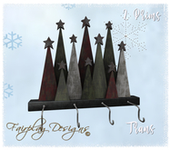 ~RUSTIC CHRISTMAS TREES STOCKING HANGER PKGD.
