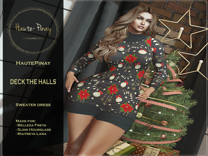 HautePinay [DECK THE HALLS BLACK] Sweater Dress