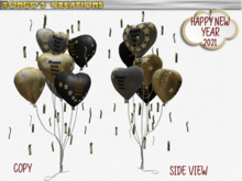 BMC1092- HAPPY NEW YEAR 2021 - FLOOR BALLOONS WITH GOLD STREAMERS.