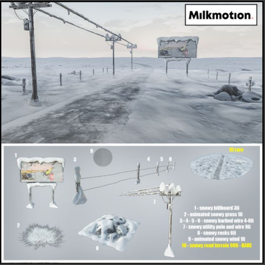 (Milk Motion) The snowy road - snowy barbed wire - D