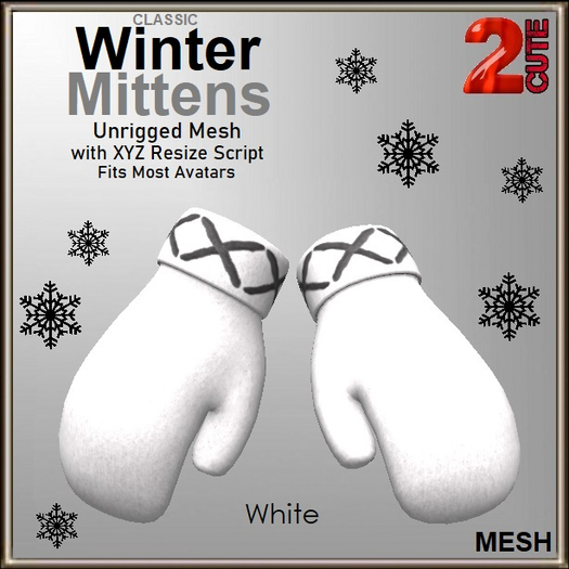 Classic Winter Mittens - White