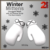 Classic Winter Mittens - White