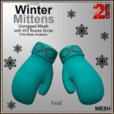 Classic Winter Mittens - Teal
