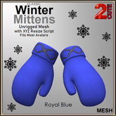 Classic Winter Mittens - Royal Blue