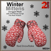 Classic Winter Mittens - Red Snowflake