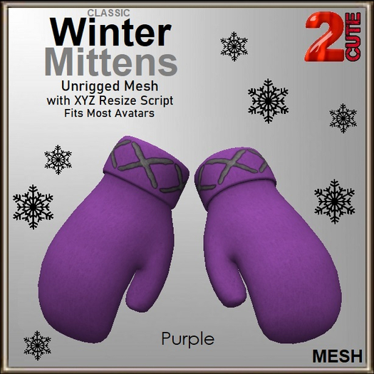 Classic Winter Mittens - Purple