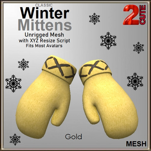Classic Winter Mittens - Gold