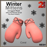 Classic Winter Mittens - Coral