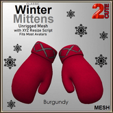 Classic Winter Mittens - Burgundy