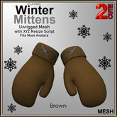 Classic Winter Mittens - Brown