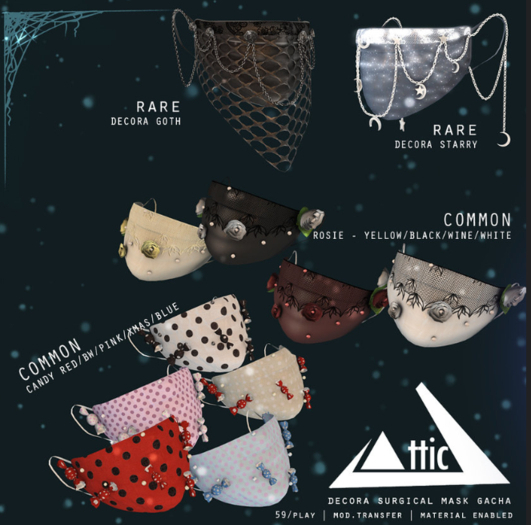 -ATTIC- Decora Surgical Mask Rosie Black