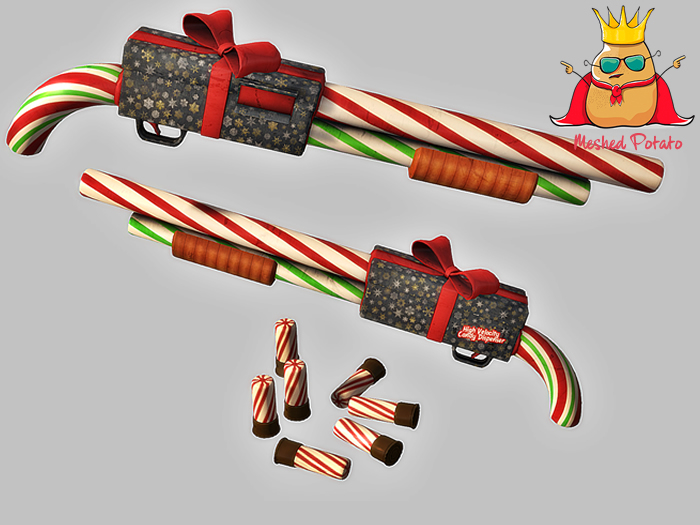 Meshed Potato - Christmas Candy Cane Shotgun - Full Perm Mesh