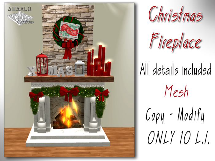 Christmas Fireplace - Mesh - Winter home decoration - * SPECIAL PRICE Merry Christmas Promo * - Dedalo Creations -