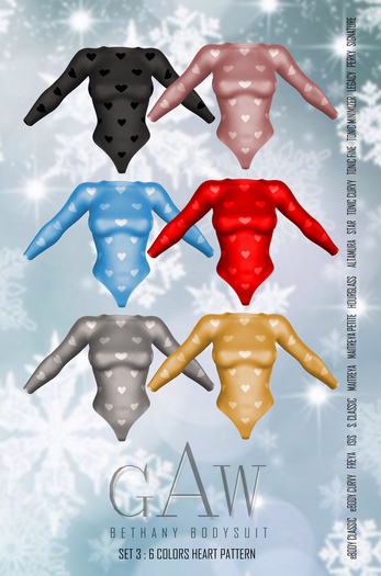 GAW Bethany Bodysuit Heart Pattern Set-3