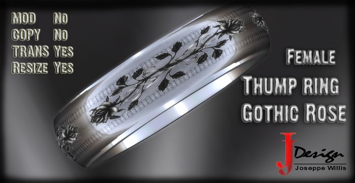 Silver Thump Ring Gothic Rose Female