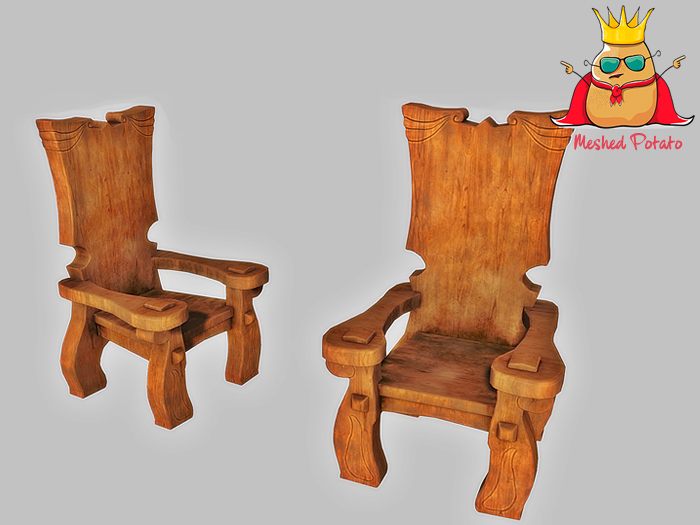 Meshed Potato - Wooden Throne - Full Perm Mesh