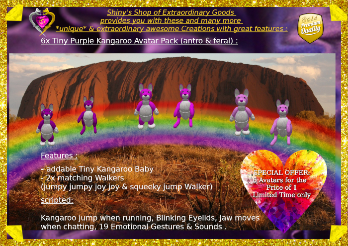 ^..^ Tiny purple Kangaroo Avatar *cutest way of jumping around* *with different high jump run animation*