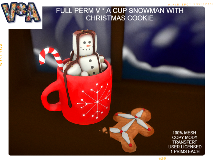 FULL PERM V * A CUP SNOWMAN WITH CHRISTMAS COOKIE