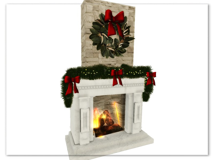 [AE] Home Decor - Xmas Fireplace with Garland and Wreath