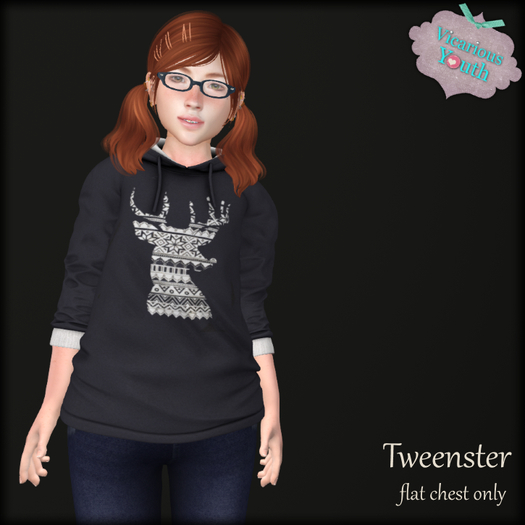 {V*Y} Tweenster Hoodie - Fair Isle Deer BW