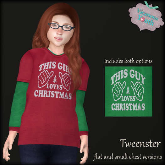 {V*Y} Double Shirt - Girl/Guy Loves Christmas - TWNSTR