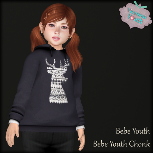 {V*Y} BYouth Hoodie - Fair Isle Deer BW