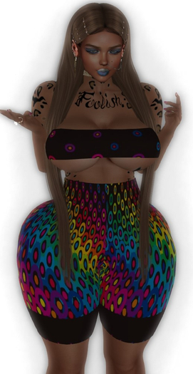 $Lalas Threads INITHIUM KUPRA NEON circles shorts /top
