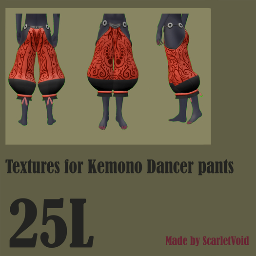 Kemono Dancer pants Scarlet texture