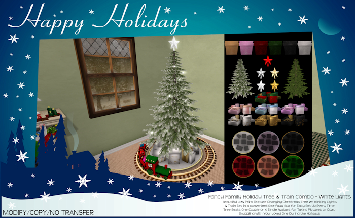 Fancy Family Holiday Tree & Train Combo - White Lighhts