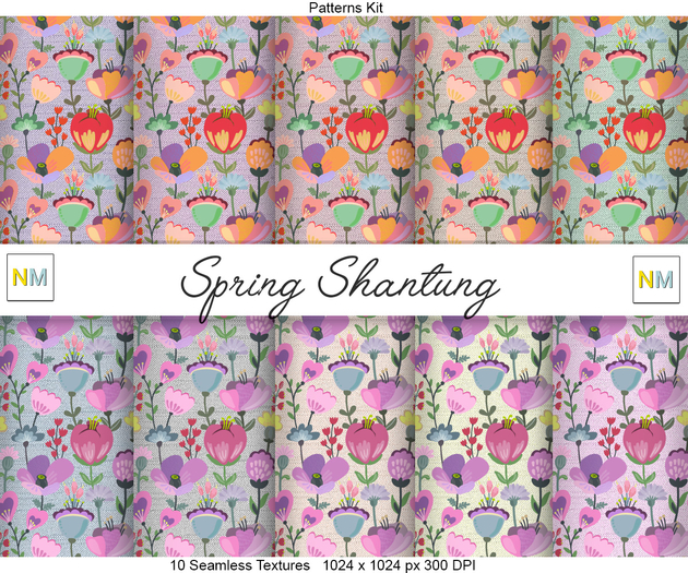 Spring Shantung Patterns Kit 10 Seamless Textures NM