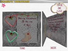 BMC1097 - MERRY CHRISTMAS TO THE ONE I LOVE -  LOVE HEART CANDY CANE CARD.