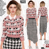 PINK SHEEP KNIT SWEATER & ASYMETRIC SKIRT,ALL BODIES