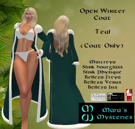 *MM* Open Winter Coat - Teal