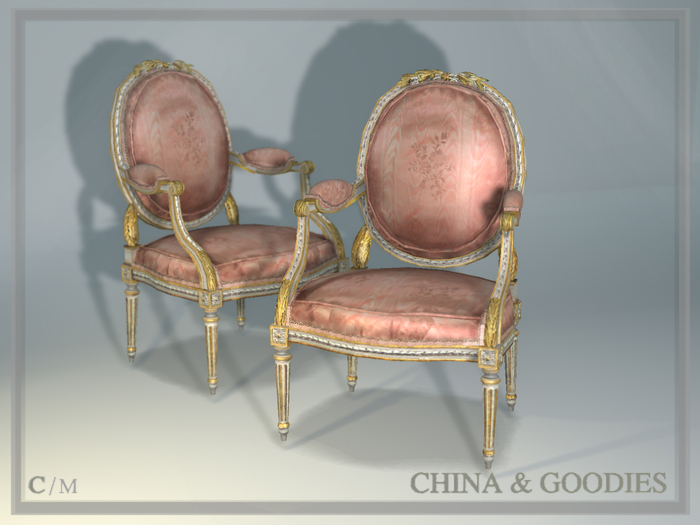 Fauteuil en lampas rose -C&G-