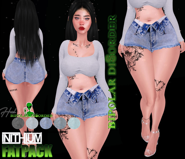 Bipolar Disorder - FATPACK Unbuttoned jeans Shorts for Inithium KUPRA