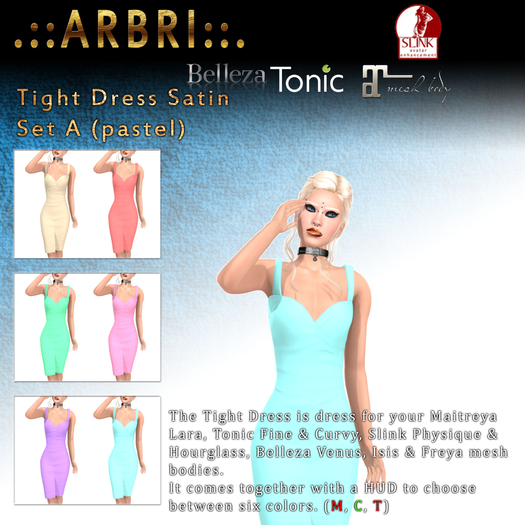 .::Arbri::. Tight Dress Satin (Set A, pastell)